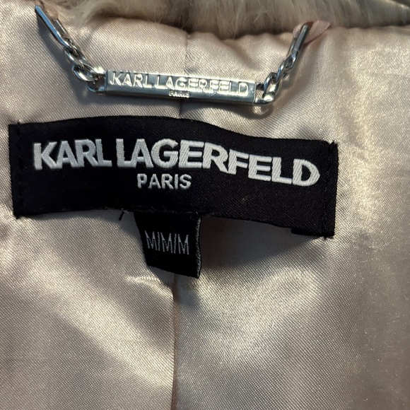 Karl Lagerfeld Cream and Black Faux Fur Teddy Jacket animal print leopard - Picture 2 of 5